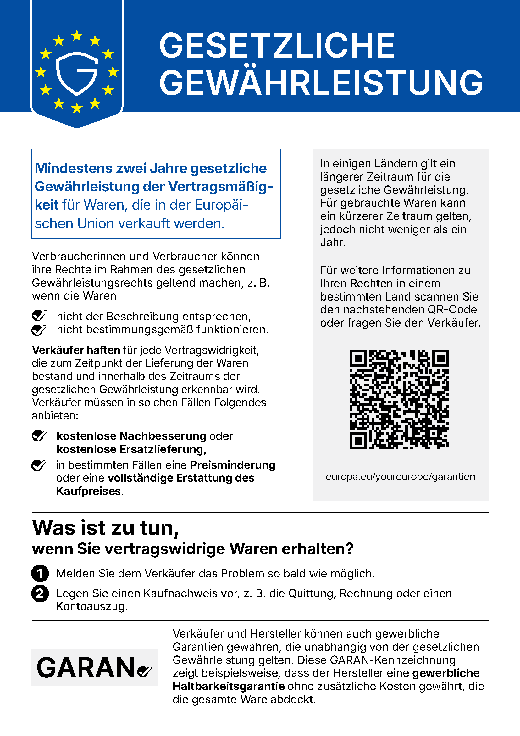 Label für Gewährleistung